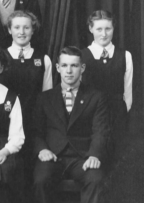 Elsie and Dora, high school prefects (detail) enhanced